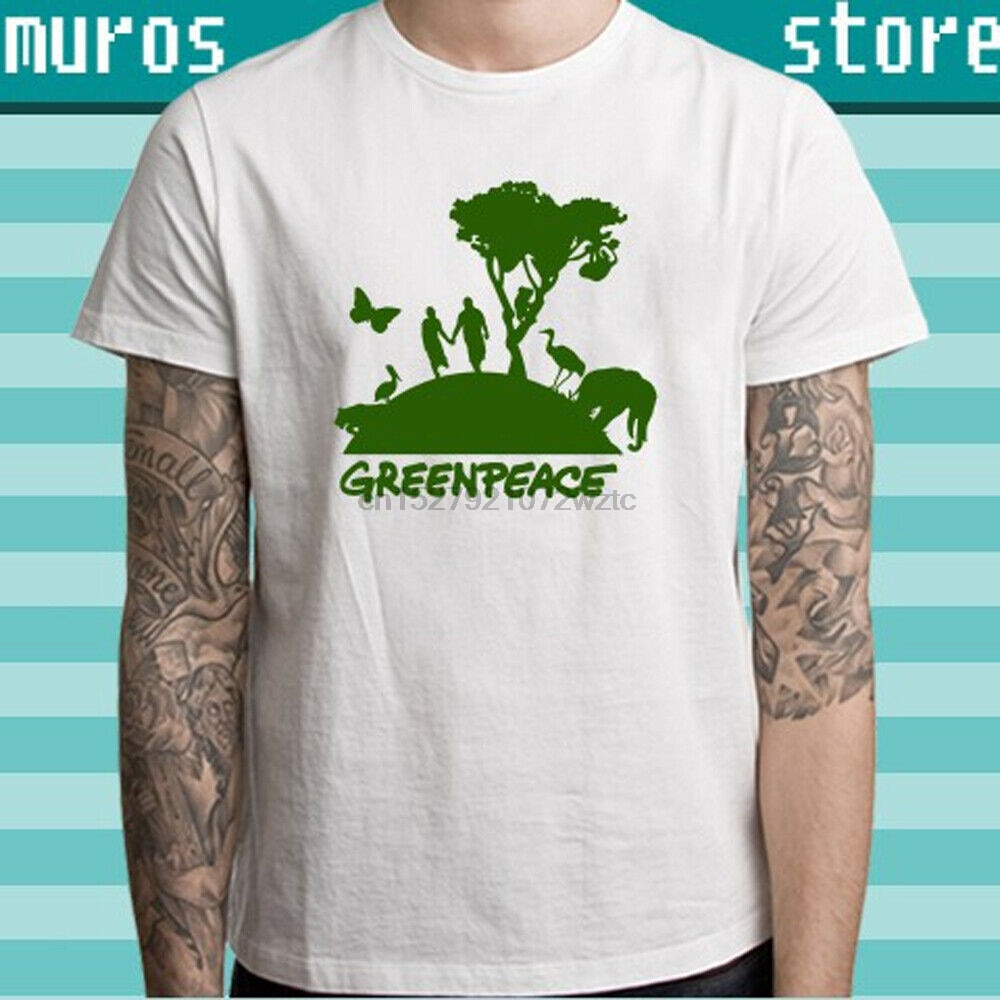 Greenpeace 녹색 평화 조직 상징 남자의 백색 t-셔츠 크기 s에 3XL